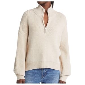 NWT⚜️ French Connection Babysoft Blouson Sleeve Half Zip Sweater